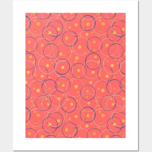 Circles pastel red pattern Posters and Art